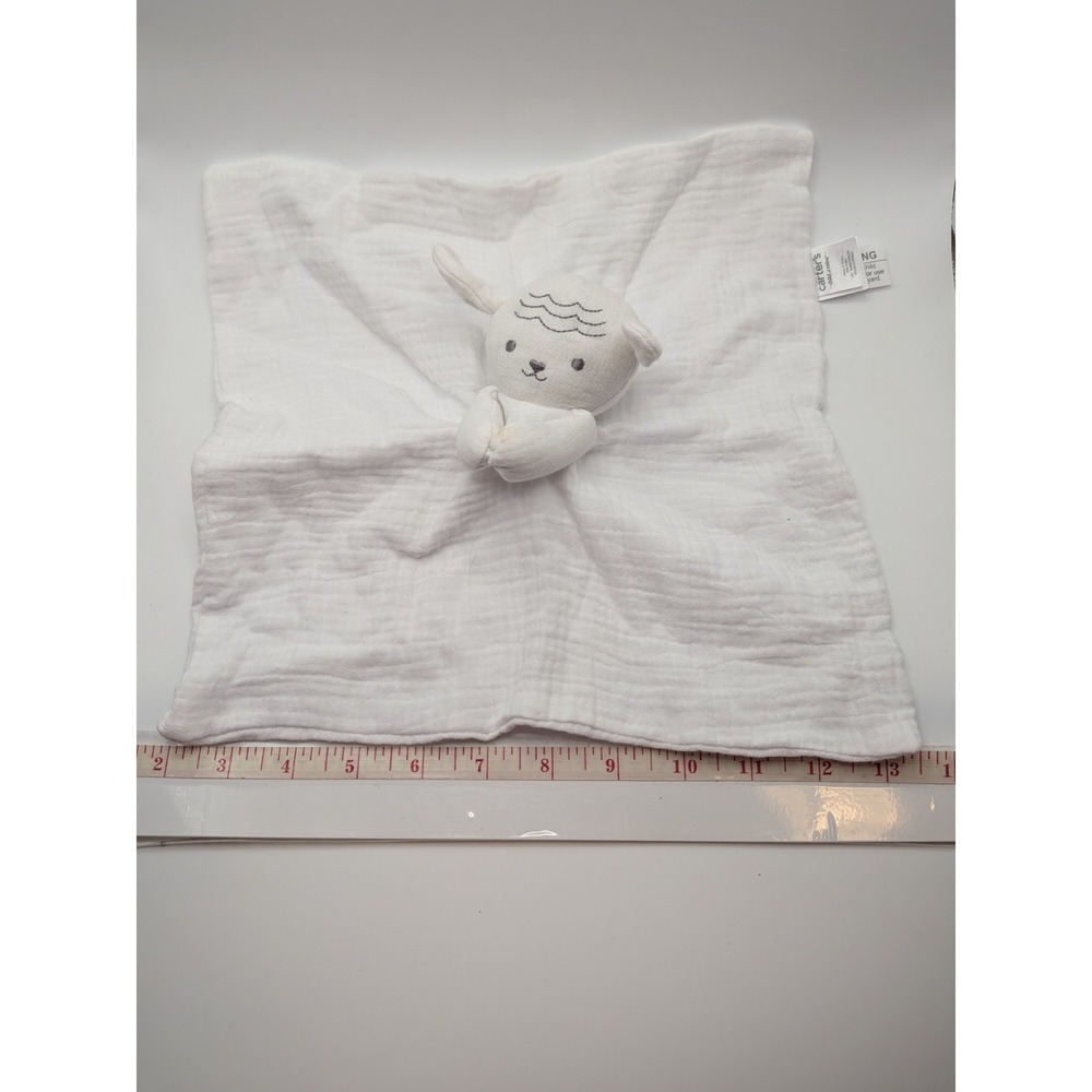 Carters Child Of Mine Lamb Lovey Plush White Security Blanket Cotton - Picture 2 of 8